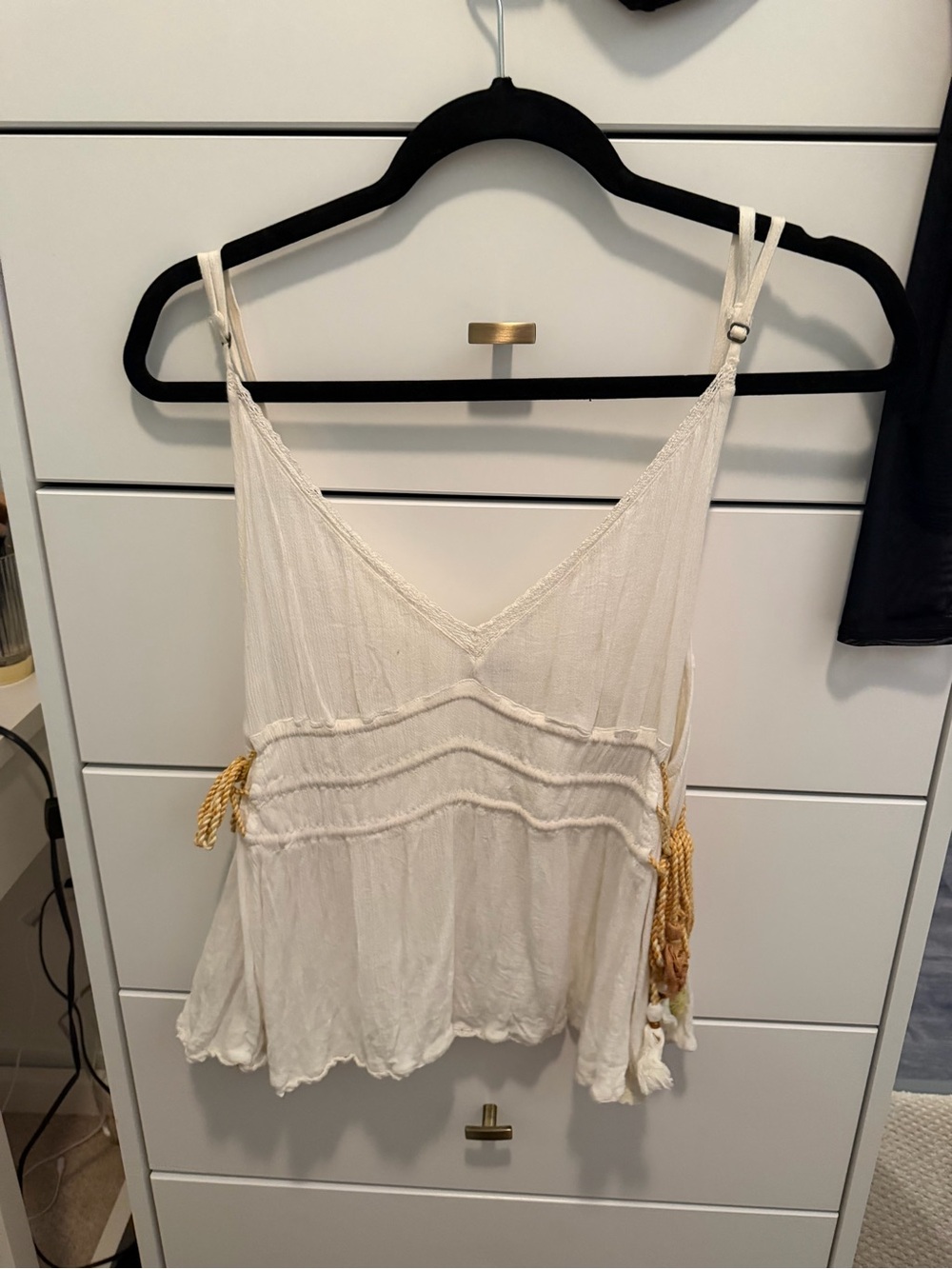 Free People Cream V-Neck Adjustable Strap Camisole